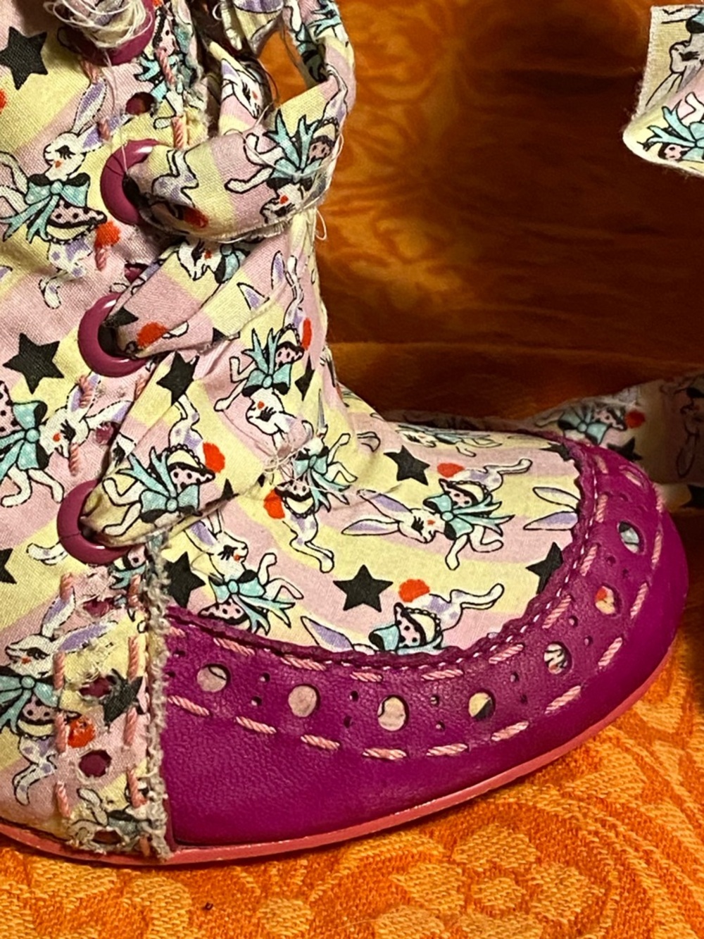 RESERVED 2010,”Iced Gem Abigail Bunny” hot pink bootie,box,free bag,8 - Picture 9 of 15